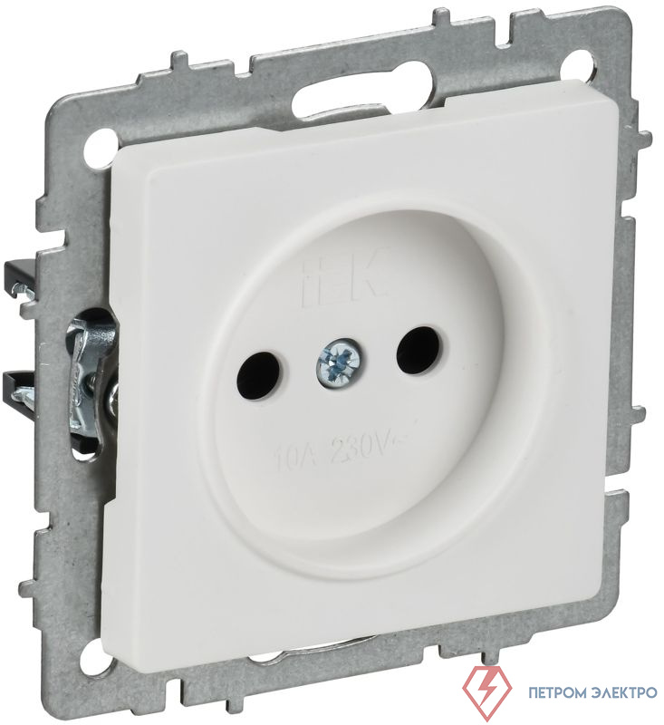 Розетка BRITE РС10-1-0-БрАБ 10А без заземл. без защ. шторок механизм арктич. бел. IEK BR-R10-10-K91