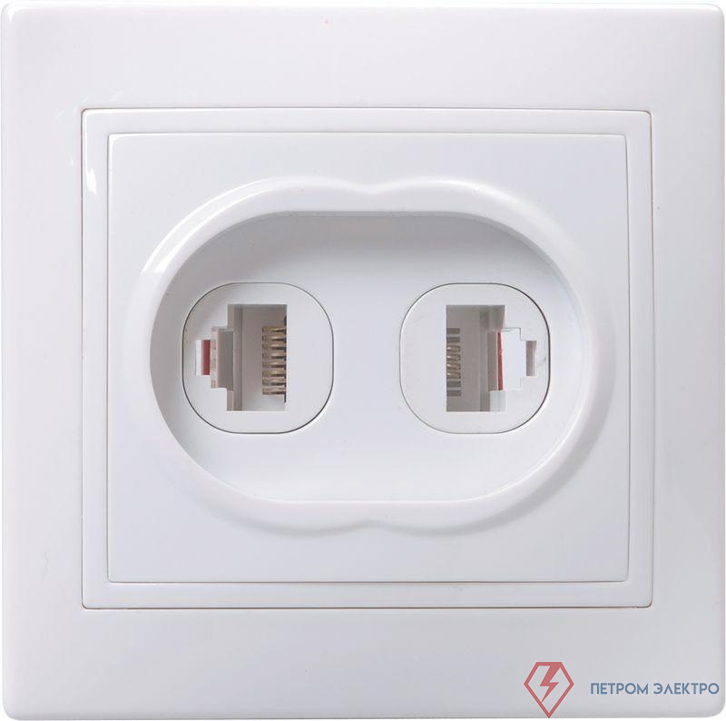 Розетка компьютерная + телефонная 2-м СП Кварта РК/Т12-КБ IP20 бел. GENERICA EIK10-K01-DM