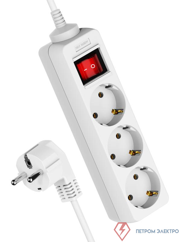 Удлинитель 3х5м с заземл. 16А IP20 ПВС 3х1.5 с выключателем КОСМОС YKsm5m-3g-Z-V(K)