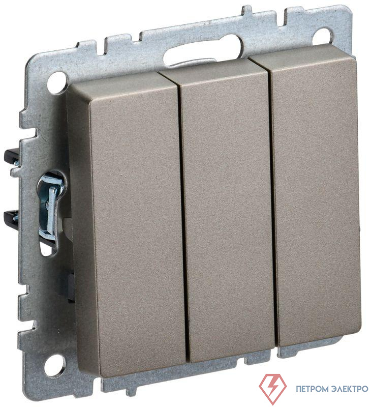 Выключатель 3-кл. СП BRITE ВС10-3-0-БрШ 10А механизм шампань IEK BR-V30-0-10-K37