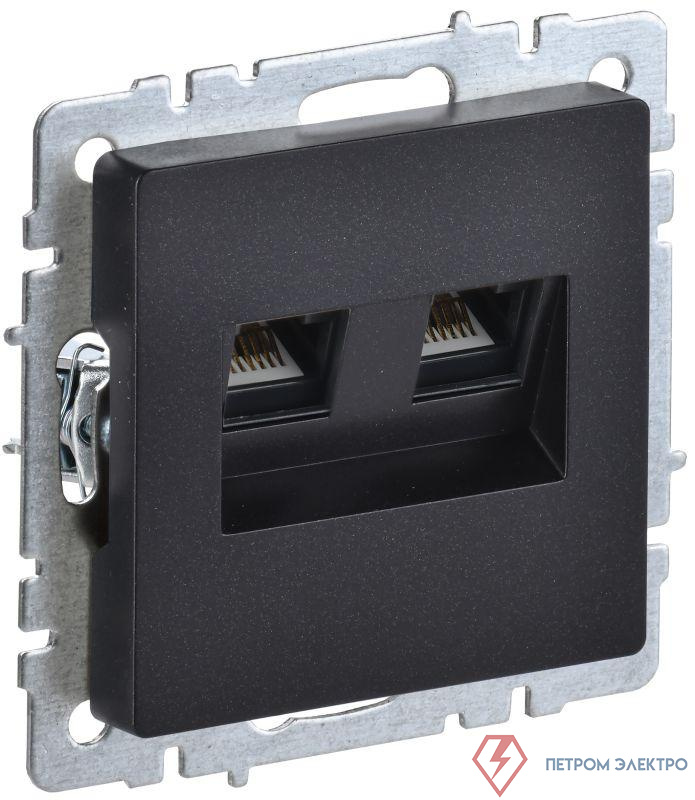 Розетка компьютерная двойная СП RJ45 кат.6 BRITE РК11-2-БрЧ механизм черн. IEK BR-K20-2-K02