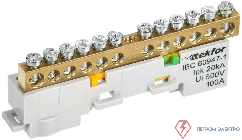 Шина PE "земля" неизол. на универс. держ. 6х9-12-Ж TEKFOR IEK TF-NN10-12-DL-K05