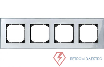 Рамка 4-м Merten стекло бриллиант серебро SchE MTN4040-3260