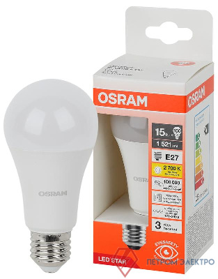 Лампа светодиодная LED Star 15Вт грушевидная 2700К E27 1521лм (замена 150Вт) OSRAM 4058075695382