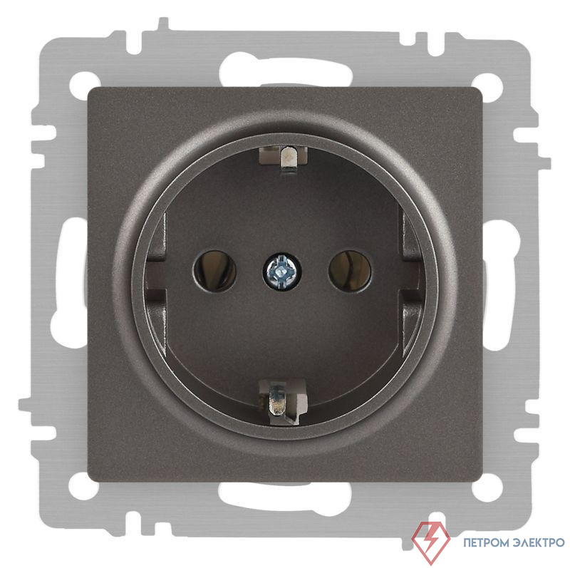 Розетка Accent 6-202-09 2P+E Schuko 16А-250В IP20 СУ титан Intro Б0063701