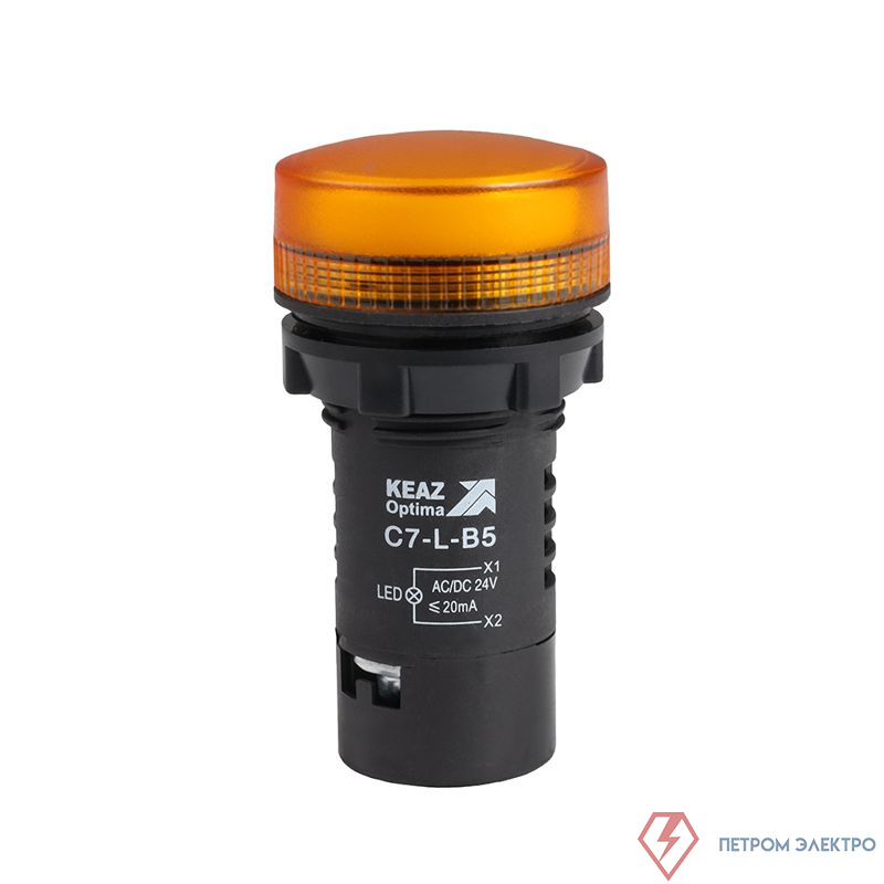 Лампа светодиодная OptiSignal Compact D22 С7-L-B5 желт. 24В AC/DC XB7EV05BP КЭАЗ 362151