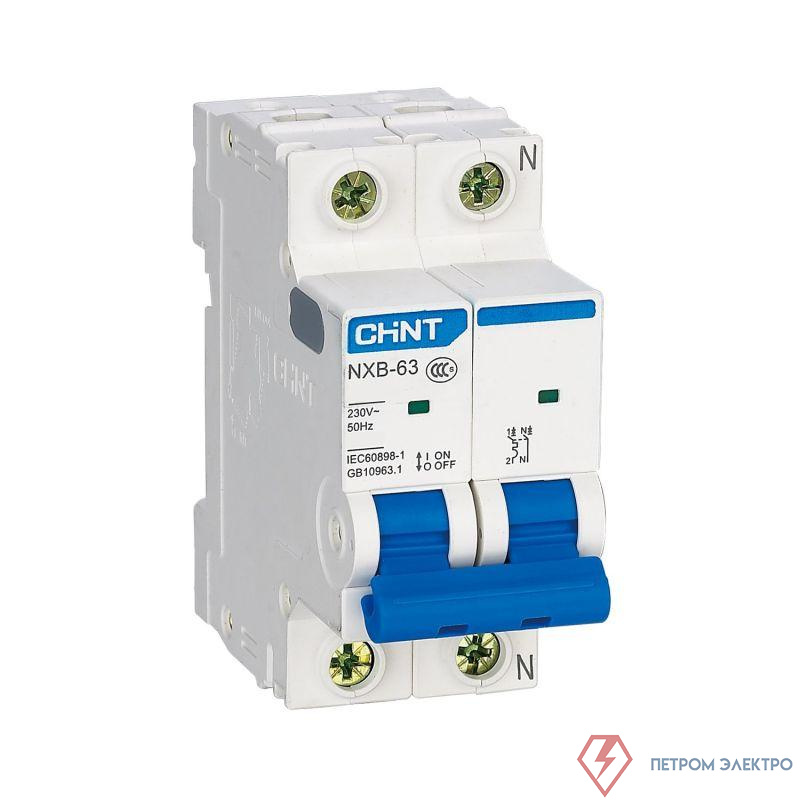 Выключатель автоматический модульный 2п (1P+N) B 16А 6кА NXB-63 (R) CHINT 814079