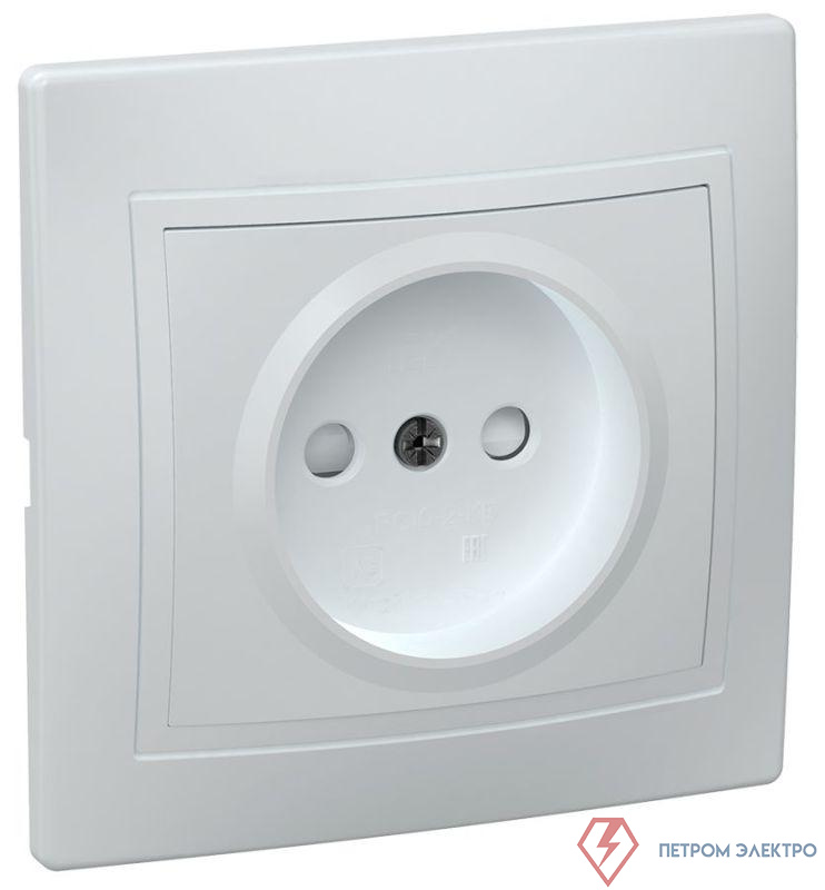 Розетка 1-м СП Кварта РСш10-2-КБ 10А IP20 без заземл. защ. шторки бел. GENERICA ERK10-K01-10-DM