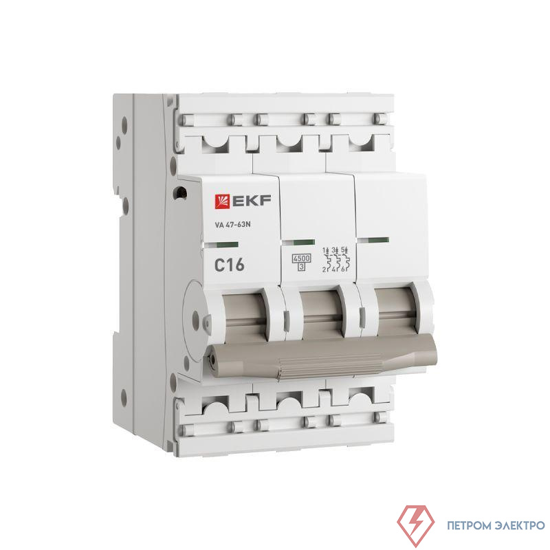 Выключатель автоматический модульный 3п C 16А 4.5кА ВА 47-63N PROxima EKF M634316C