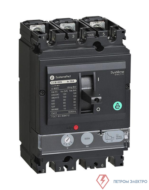 Выключатель автоматический SYSTEMEPACT CCB100 36кА 3P3D TMD80 рычаг SE SPC100F080L3DF
