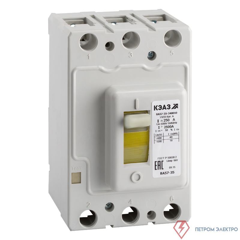 Выключатель автоматический 3п 100А 1250Im 30кА ВА57-35-340010 УХЛ3 690В AC КЭАЗ 108575