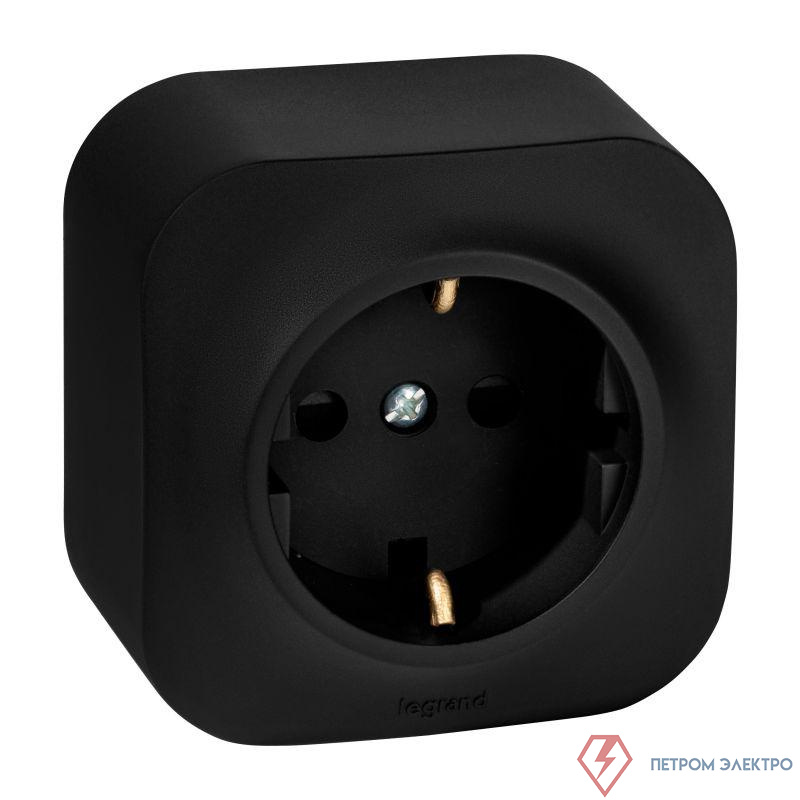 Розетка 1-м ОП Quteo 16А IP20 250В 2P+E с заземл. защ. шторки черн. матов. IEK 782476