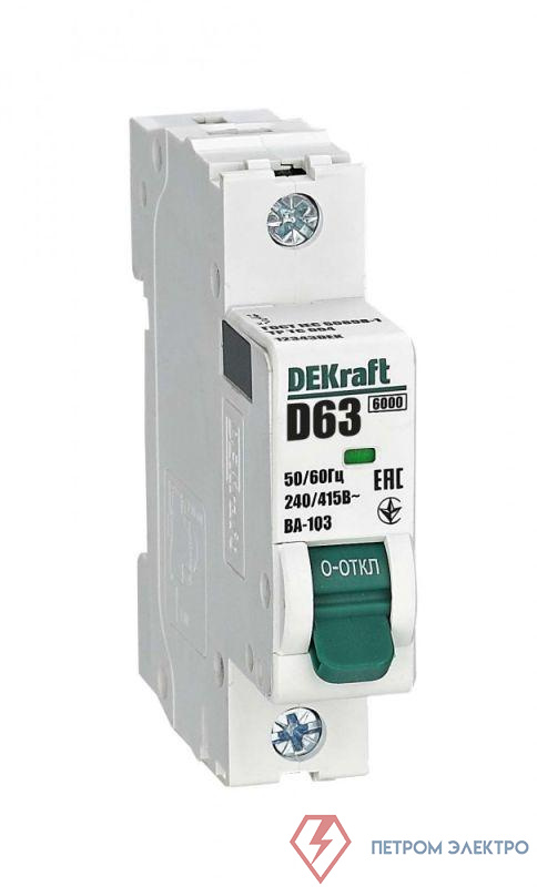 Выключатель автоматический модульный 1п D 63А 6кА ВА-103 DEKraft 12343DEK