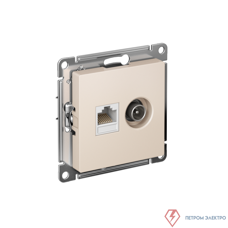 Розетка компьютерная + телевизионная 2-м СП AtlasDesign RJ45 кат.5E + TV механизм беж. SE ATN000289