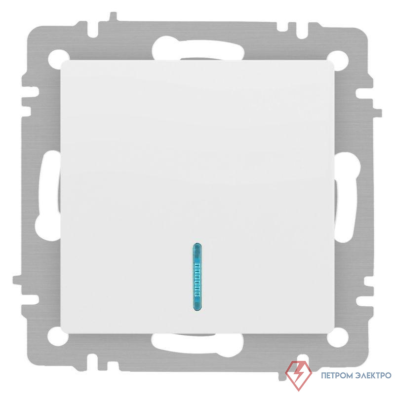 Выключатель Accent 6-102-01М с подсветкой 10А-250В IP20 СУ AL/CU бел. матов. Intro Б0063466