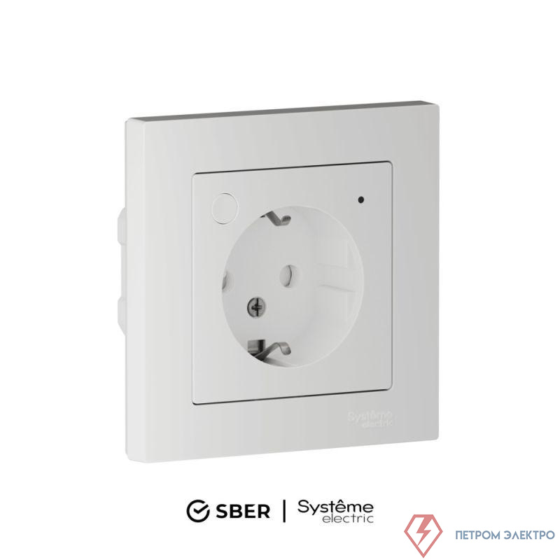 Розетка AtlasDesign Smart 16А L+N с заземл. защ. шторки Zigbee механизм бел. SE ATN000145Z