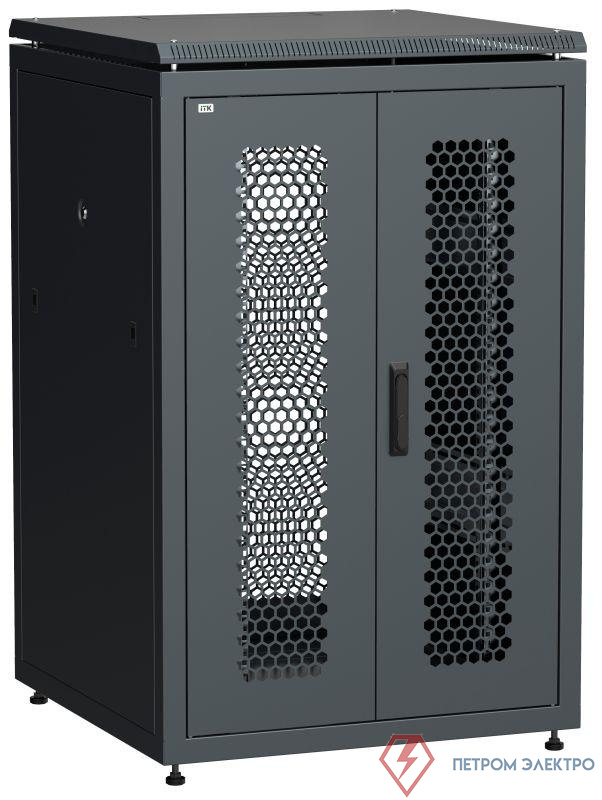 Шкаф сетевой LINEA N 24U 800х800мм распашная перф. передняя дверь задняя перф. черн. ITK LN05-24U88-2PP