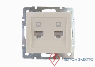 Розетка компьютерная 2-м Rain RJ45 механизм крем. LEZARD 703-0388-141