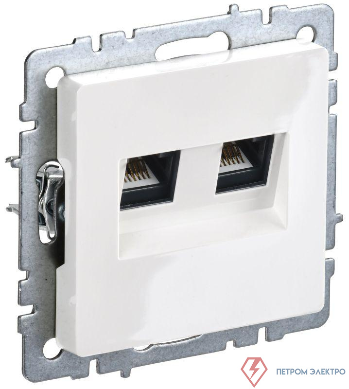 Розетка компьютерная двойн. СП RJ45 кат.5E BRITE РК10-2-БрБ механизм бел. IEK BR-K20-1-K01