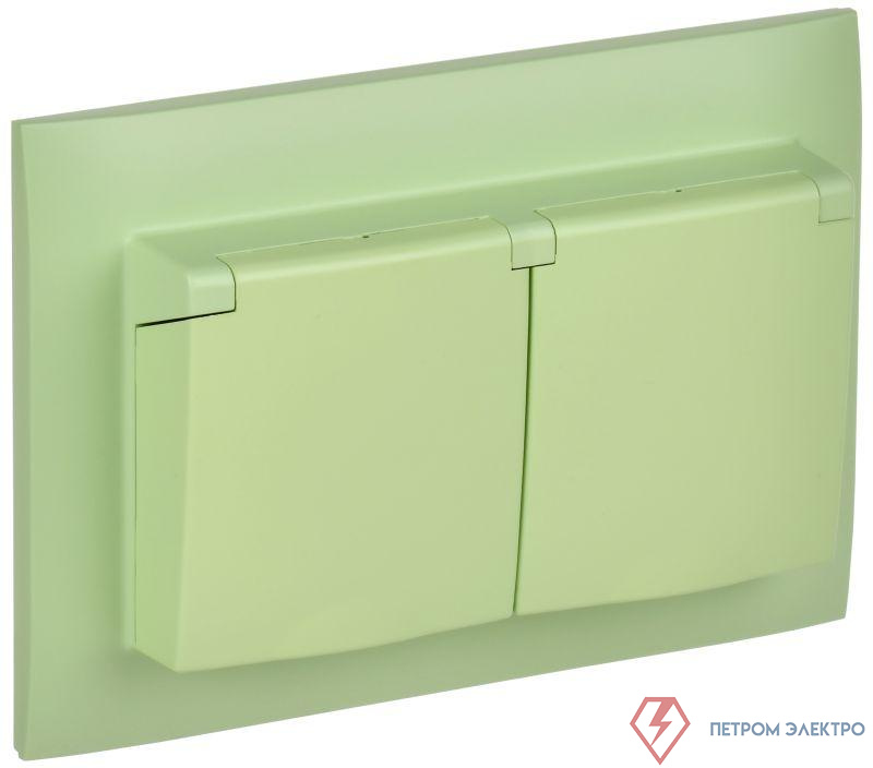 Розетка 2-м SKANDY 16А IP44 с крышкой в сборе SK-R12G мятный IEK SK-R26-16-44-K06-F