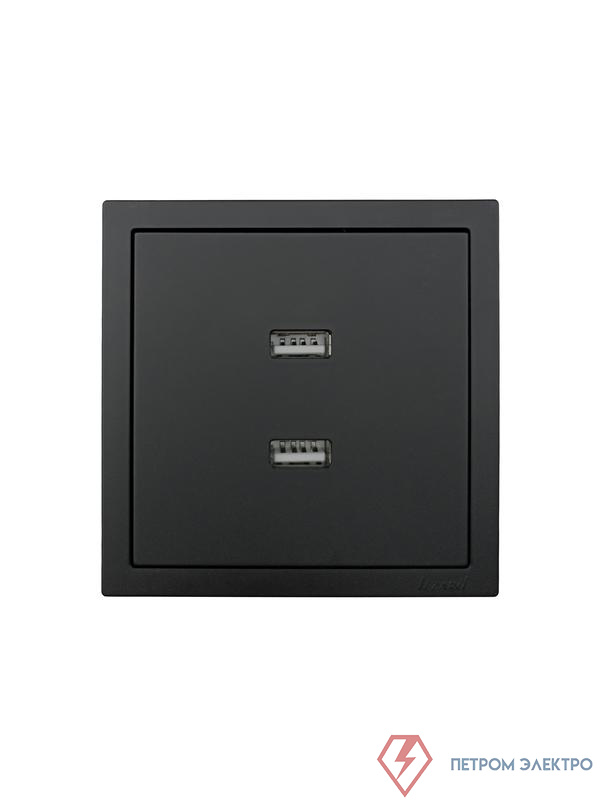 Розетка 1-м СП ZIMA IP20 + 2 USB разъем механизм черн. бархат LEZARD 704-4288-192