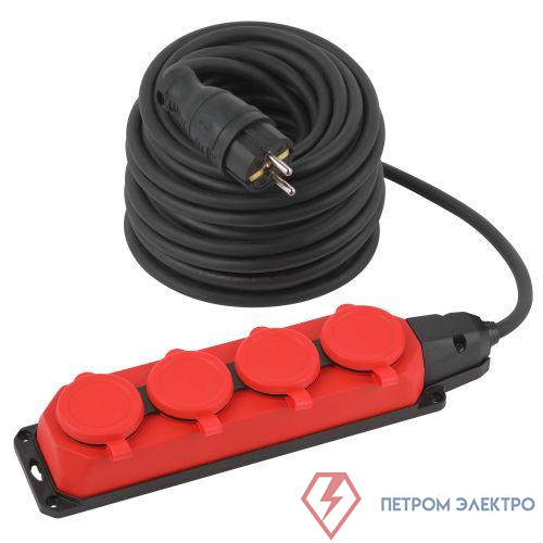 Удлинитель 4х30м с заземл. IP44 КГ 3х1.5 каучук UK-4e-3x1.5-30m-IP44(KG) Эра Б0057588