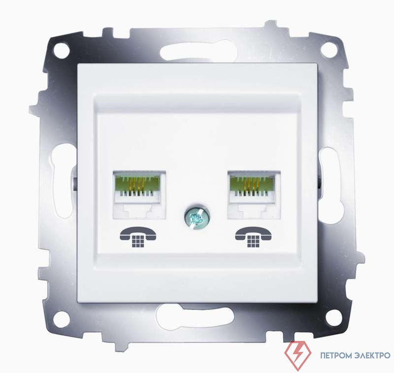 Розетка телефонная 2-м Cosmo RJ11 механизм бел. ABB 619-010200-222