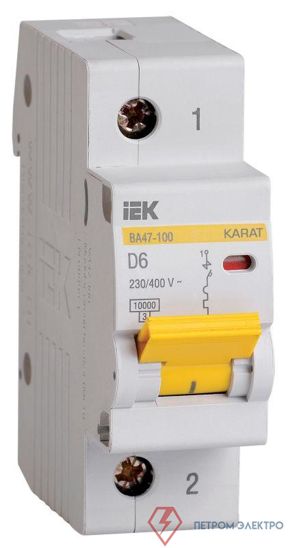 Выключатель автоматический модульный 1п D 6А 10кА ВА47-100 KARAT IEK MVA40-1-006-D 0