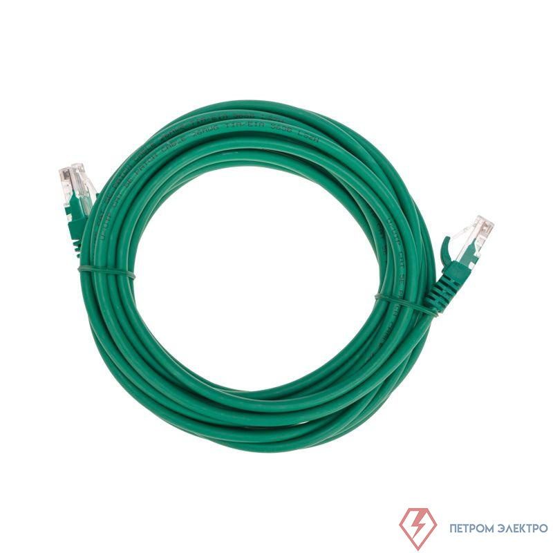 Патч-корд U/UTP CAT 5e RJ45-RJ45 26AWG LSZH зел. 5м Rexant 02-0106-5
