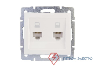 Розетка компьютерная 2-м Rain RJ45 механизм бел. LEZARD 703-0288-141