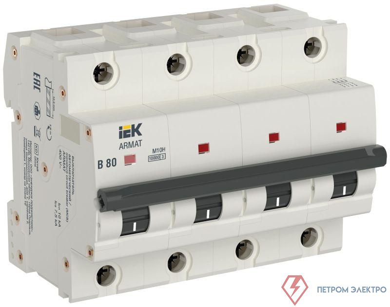 Выключатель автоматический модульный 4п B 80А M10H ARMAT IEK AR-M10H-4-B080