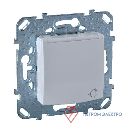Розетка 1-м СП Unica с защ. крышкой защ. шторки с заземл. бел. SchE MGU5.037.18TAZD