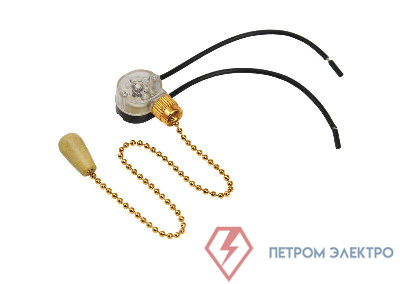 Выключатель для настенного светильника с проводом и деревянным наконечником gold Rexant 32-0104