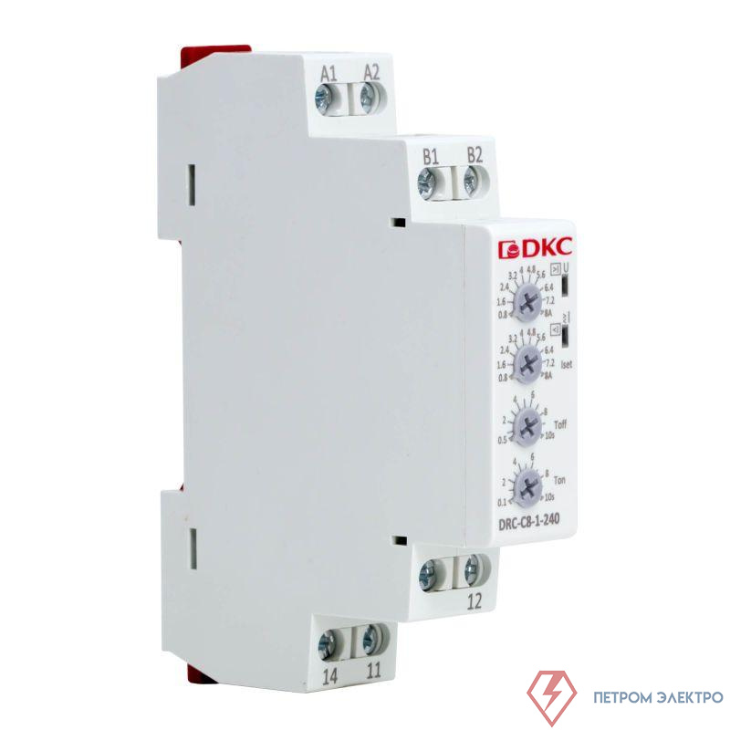 Реле контроля тока тип DRC 0.8-8А конфигурация контакта 1CO 24-240 AC/DC DKC DRC-C8-1-240