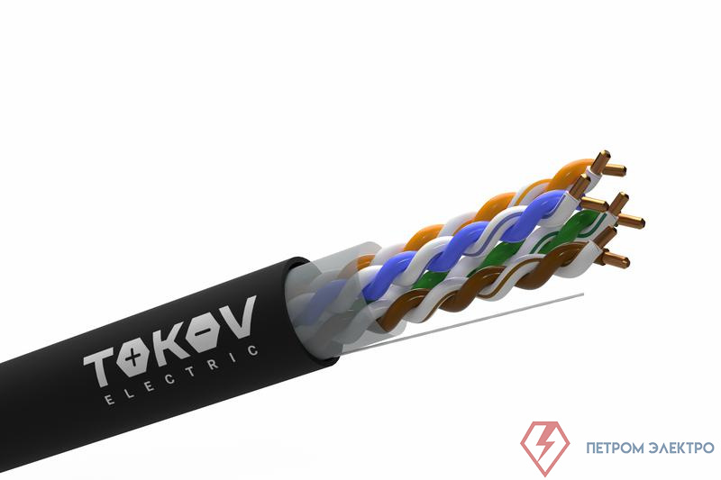 Кабель витая пара U/UTP 4х2х24AWG(0.48мм) кат.5E PE outdoor Fluke tested 305м (м) TOKOV ELECTRIC TKE-C05-U/UTP-42-5E-305-OD