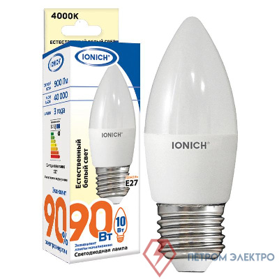 Лампа светодиодная ILED-SMD2835-C37-10-900-220-4-E27 IONICH 1552 0