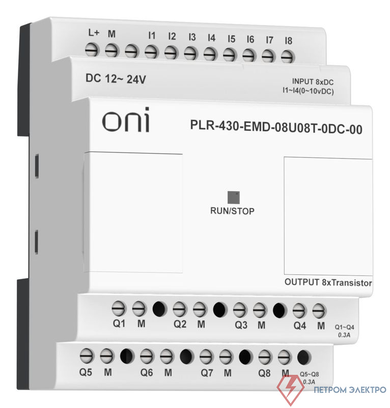 Модуль расширения входов выходов ПЛК 430 4 DI 4 UI (0-10В/DI) 8 TO 24В DC ONI PLR-430-EMD-08U08T-0DC-00 0