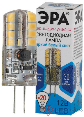 Лампа светодиодная LED-JC-2.5W-12V-840-G4 200лм ЭРА Б0033192