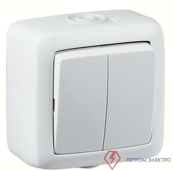 Выключатель 2-кл. ОП Альфа 16А IP44 250В без индикации бел. HEGEL ВА16-251