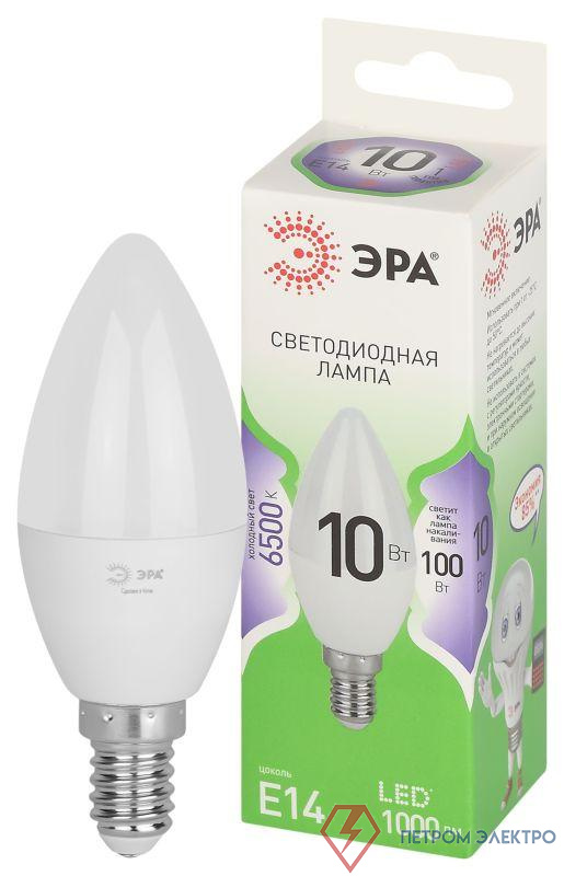Лампа светодиодная GREEN LINE B35-10W-865-E14 GL 10Вт свеча 6500К свет холод. E14 Эра Б0067095