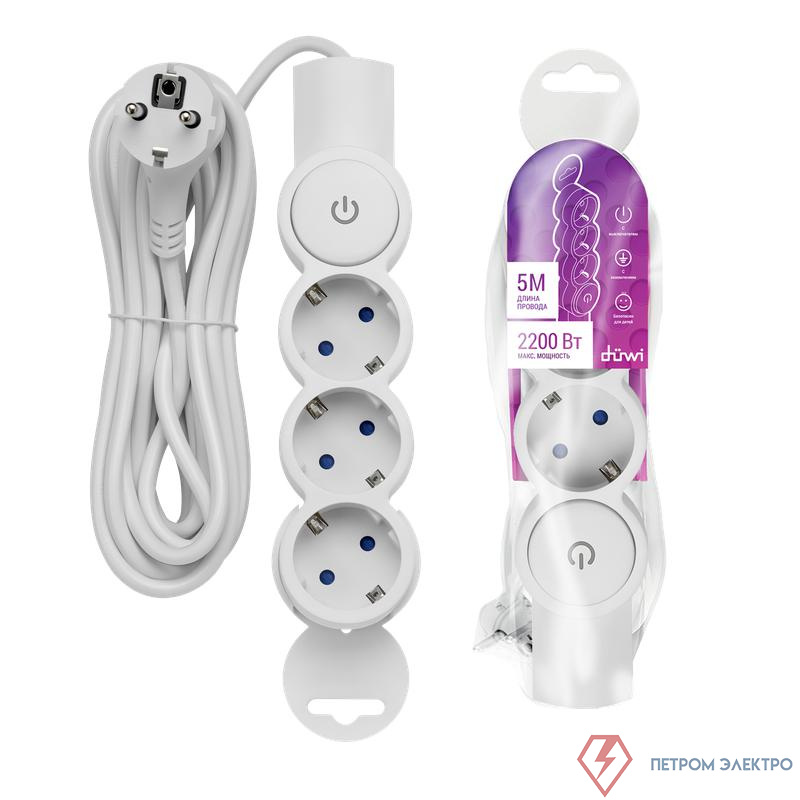 Удлинитель 3х5м с заземл. 3Gх0.75 с выкл. защ. шторки REV 32009 0