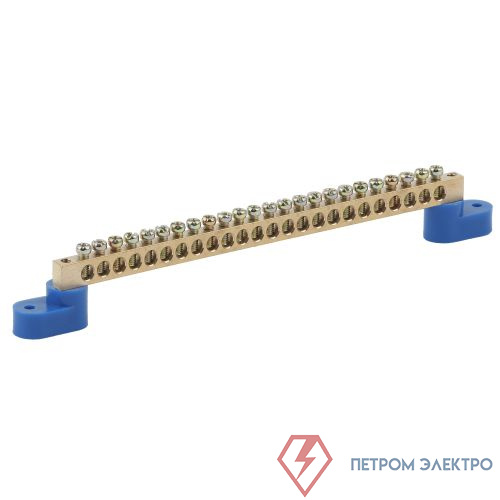 Шина N "ноль" на двух угловых изоляторах ШНИ-8х12-24-У2 NO-222-75 син. (уп.10шт) Эра Б0033453