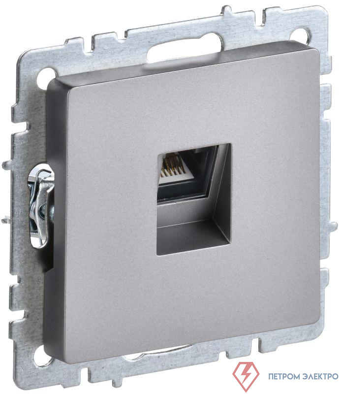 Розетка компьютерная СП RJ45 кат.5E BRITE РК10-БрС механизм сталь IEK BR-K10-1-K46