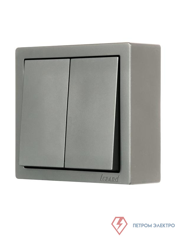 Выключатель 2-кл. ОП LETO платина LEZARD 752-3500-101