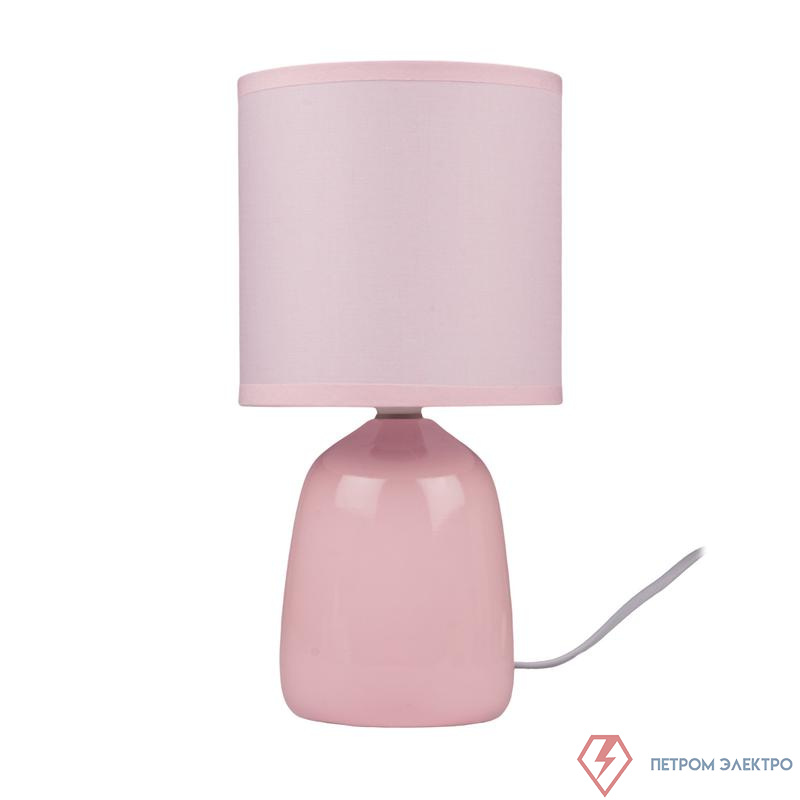 Светильник настольный JH2-02-pk E14 IP20 130х130х255мм керамика; ткань; PVC-пластик роз. JazzWay 5062337