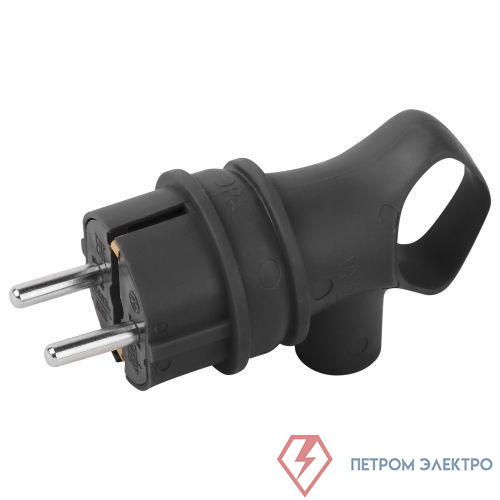 Вилка угловая VX12-B-IP44 16А IP44 с заземл. с кольцом каучук черн. Эра Б0069323