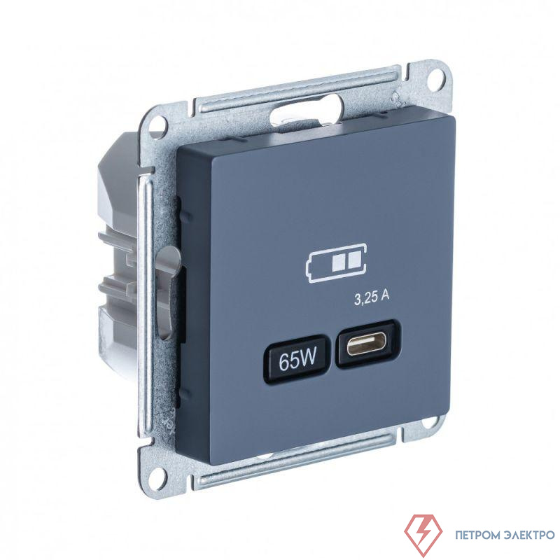 Розетка USB AtlasDesign тип C 65Вт QC PD высокоскор. ЗУ механизм грифель SE ATN000727