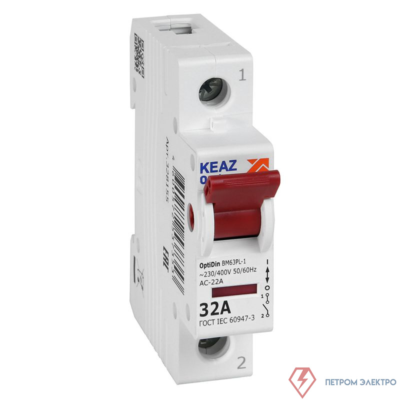 Выключатель нагрузки модульный 1п 32А OptiDin BM63PL-132-УХЛ3 (ВМ63PL) КЭАЗ 328155