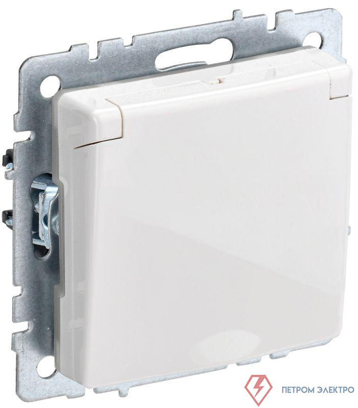 Розетка BRITE РСбш10-3-БрБ 16А IP20 с заземл. защ. шторки с крышкой механизм бел. IEK BR-R16-16-K01