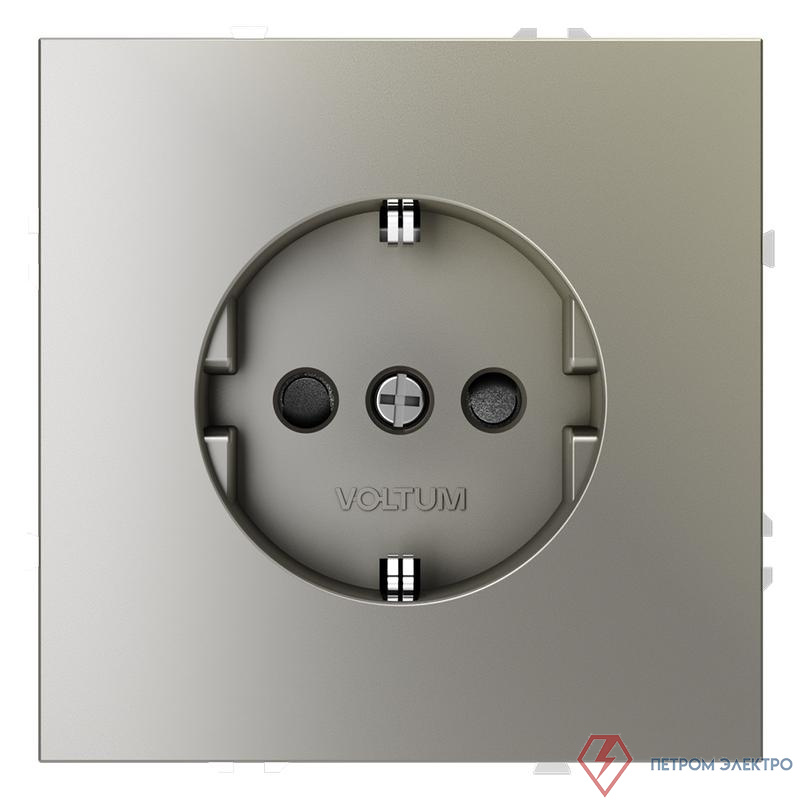 Розетка 1-м СП S70 16А с заземл. защ. шторки механизм шелк Voltum VLS040204